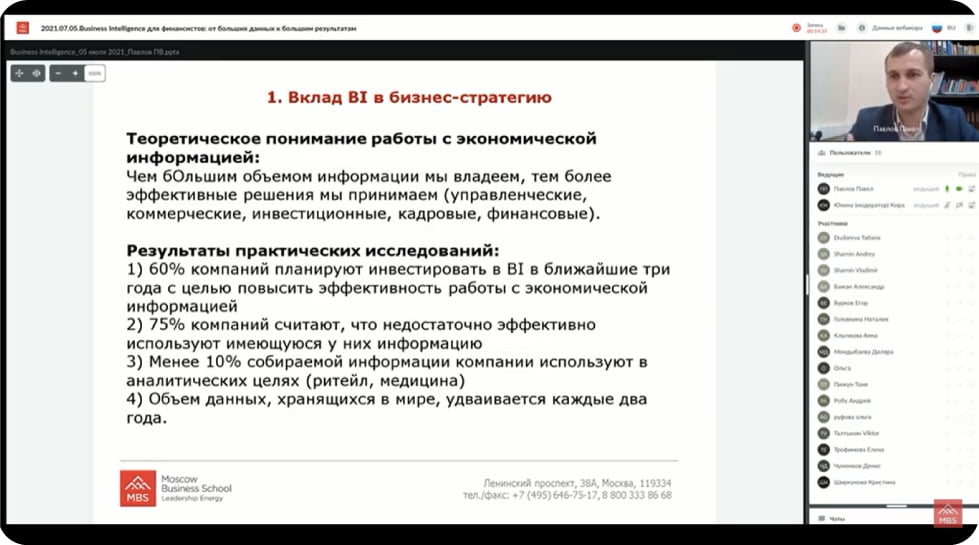 слайд про вклад BI в бизнес-стратегию